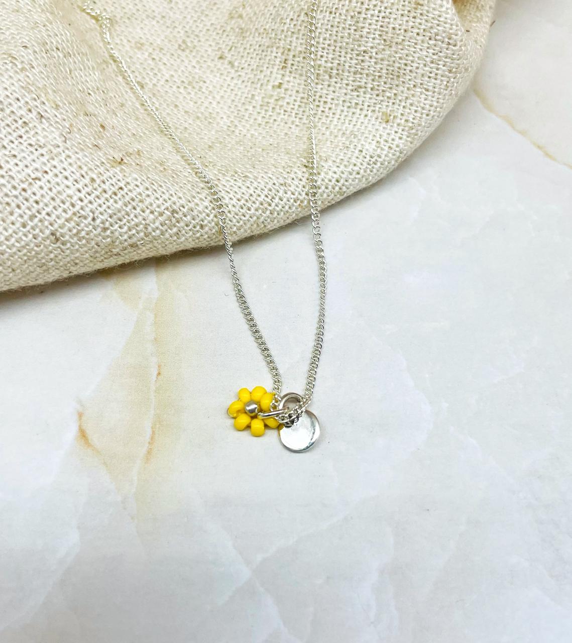 Sterling Silver Chain with Daisy & Disc Charm