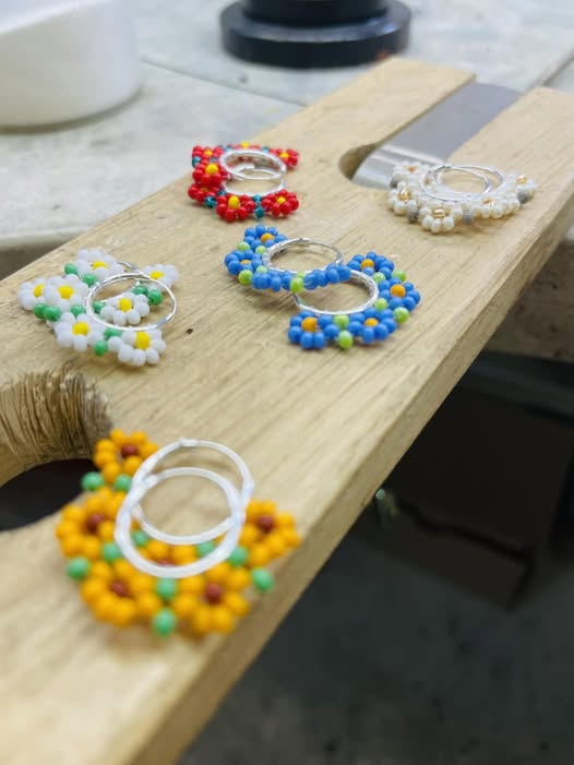 Sterling Silver Beaded Daisy Sleepers - Image 2